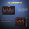 Nilight - 90019C 3 Gang Aluminum Rocker Switch Panel Toggle Dash 5 Pin ON/Off Pre-Wired Rocker Switch Red Backlit Switch for Automotive Car Marine Boat RV,2 Years Warranty