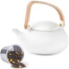 ZENS Teapot with Infuser,Matte Ceramic Japanese Tea Pot for Loose Leaf Tea, 27 Ounces Porcelain Teapots White for Women Gift with Modern Bentwood Handle, 800ml