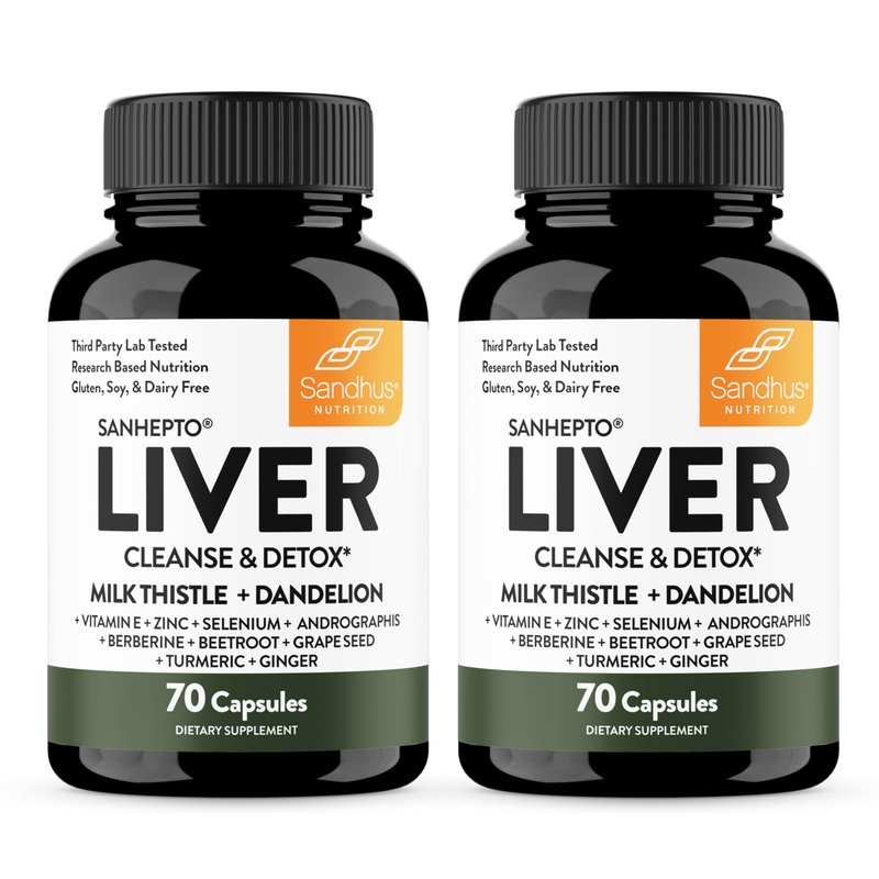 Sandhu's Liver Cleanse Detox & Repair Support | 70 Capsules (Pack of 2) | Herbal Supplement for L...