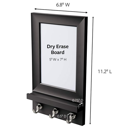Command Dry Erase Message Center, Slate, 1-Message Center with Key Hooks, 8-Medium Strips, Great for dorm decor