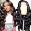 Miss GAGA Body Wave HD Transparent Lace Front Wigs Human Hair for Black Women 180% Dentisy 26 Inch 13x4 Body Wave Frontal Wig Pre Plucked with Baby Hair Brazilian Glueless Virgin Hair Natural Color