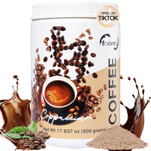 EOCUTE Slim Ground Coffee Instant Beverage for Focus, Immunity Boost, Memory & Clarity, Dark Roasted Instant Coffee with L-Arginine, Vitamins C and D3, Bold and Smooth,Chocolate Flavor,17.6oz