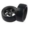 HIRCQOO 5-Spoke RC 12mm Hex Hub Wheel Rims & Rubber Tires Compatible with HSP Tamiya HPI Kyosho 1/10 On-Road Touring Car,WLtoys 1/14 144001 Traxxas 1/16 Slash RC 1/18 A959B Buggy (Black)