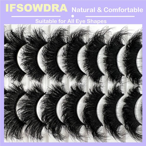 IFSOWDRA Mink Lashes Wispy 20mm 3D Volume Full Dramatic Lashes Mink D Curl Strip Lashes That Look Like Extensions Long Eye Lashes Pack 25 mm Cat Eye False Eyelashes Natural Look