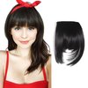 JBUJBU Clip in Bangs,Synthetic French Bangs Hair Clip,Fake Bangs Fringe for Women with Hair Temples Hairpieces for Women's Daily Wear clip on bangs
