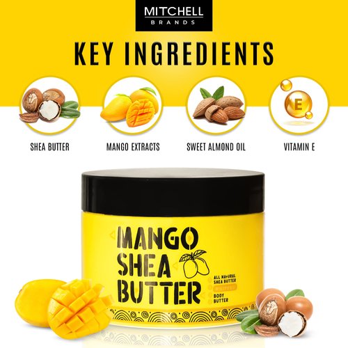 MITCHELL BRANDS Mango Whipped Shea Body Butter - 10 oz / 300 gr - Great Moisturizer, effective on Skin, Hair, Body, Face, with Almond Oil, Vitamin E, for All Skin Types, for Women and Men