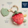 Itzy Ritzy Infant Toy & Teether - Itzy Pal Baby Teething Toy Includes Lovey, Crinkle Sound, Textured Ribbons & Silicone Teether Toy for Newborn (Strawberry)
