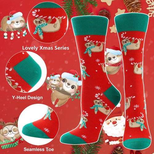 BONANGEL Christmas Socks Women,Funny Cute Holiday socks,Novelty Xmas Crew Socks,Crazy Christmas Gifts for Women Girls