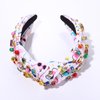Back to School Headband Colorful Crystal Beads Knotted Headband Cute School Teacher Pattern Top Knot Twist Hairband Headpieces Boho Spring Summer Headband Hair Accessories for Teacher Student (back to
