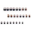 Black French Tips Press on Nails Short Square Thanksgiving False Nails 24Pcs Glossy White Curve Line Acrylic Fake Nails Gel Glue on Nails for Manicure Leaves Stick on Nails for Coquette Women Girls