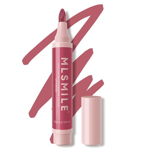 HOSAILY Lip Stain Marker, Natural Nude Pink Red Brown Lip Stain Pen Liquid Lip Liner, Hydrating Waterproof Smooth Silky Long-lasting Lipstick Pen Quick Drying Lip Color Precise Chisel Tip Lip Makeup#3