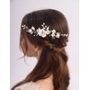 Teyglen Flower Bride Wedding Hair Comb Silver Crystal Pearl Hair Piece Leaf Flower Headpiece for Bride Hair Jewelry for Women (Silver)