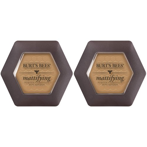 Burts Bees 100% Natural Mattifying Powder Foundation, Nutmeg - 0.3 Ounce (Pack of 2)