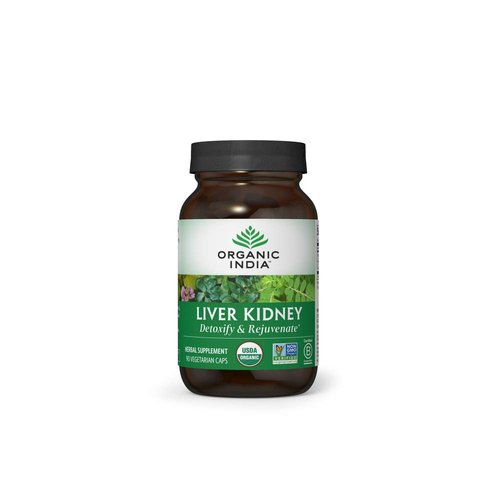 Organic India Liver Kidney Herbal Supplement - Detoxify & Rejuvenate, Supports Healthy Liver & Kidney Function, Vegan, Gluten-Free, Kosher, USDA Certified Organic, Non-GMO - 90 Capsules