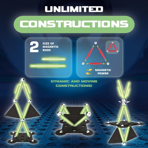 Tinamiri SUPERMAG - Glow 30 | Educational Construction Fun | 30 Piece Set | Europe-Made | STEM | Toy Magnetic Building Sets | Magnet Toys |Supermag 0657