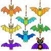 Winlyn 24 Sets Halloween Bat Suncatchers Ornaments Halloween Decorations DIY Window Paint Art Suncatchers Halloween Craft Kits Suncatchers Painting Kits for Kids Activities Classroom Art Project