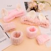 Atoden Cat Ears Spa Headband Wristband Set Animal Skincare Headband Funny Makeup Headband for Washing Face Fluffy Elastic Face Wash Hair Band for Women Girls Cute Trendy Stuff (Pink)