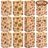 Whaline 48Pcs Thanksgiving Fall Flat Treat Bags Kraft Paper Bags Pumpkins Maple Leaves Sunflowers Nuts Patterned Grocery Bag Small Goodie Bag Candy Gift Bags for Party Favor Supply