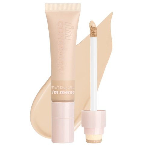 I'm Meme Liquid Concealer - I'm Concealer | 2-in-1 with Dual Applicator, Lightweight, Moisturizing, High-coverage, Non-creasing, 002 Custard, 0.35 Oz