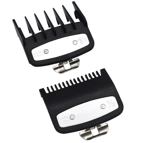 2 Pieces Professional Hair Clipper Cutting Guard Guide Combs with Metal Clip 1/16" 3/16" 1.5mm 4.5mm Compatible with Wahl Standard Full-Sized 5 Star Series Magic Clip Hair Clippers (Black)