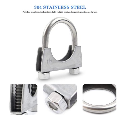 RP Remarkable Power, Stainless Steel U-Bolt Muffler/Exhaust Clamp (1.5")