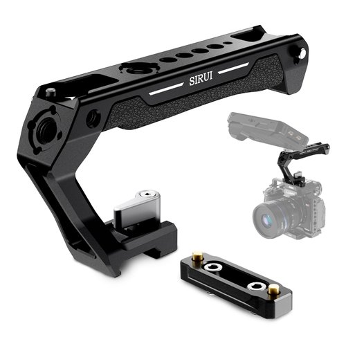 SIRUI NATO Top Handle, Lightweight Silicone Grip Top Handle with NATO Rail for Camera Cage, Universal Top Handle with Cold Shoes, 1/4” Threads and 3/8” Arri Locating Threads, SC-TH
