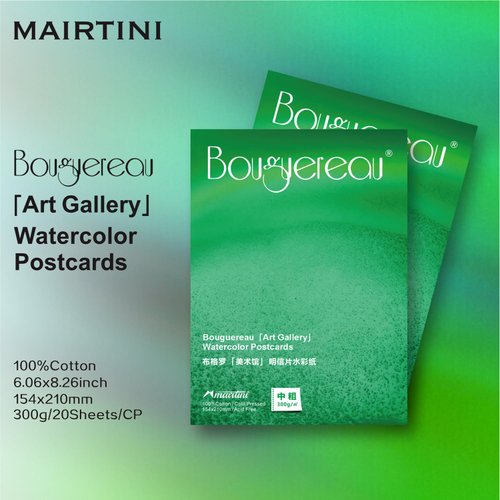 Mairtini Bouguereau Artist-Grade Art Gallery Series 100% Cotton Postcard Watercolor Paper Single Sheet 300g 20 Sheets 154 * 210mm(Cold-Pressed)