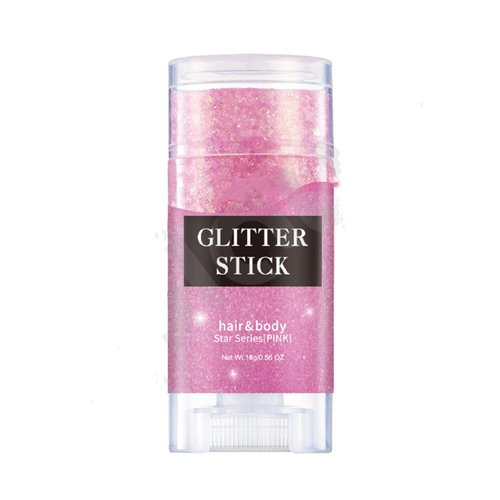Melemando Body Glitter Stick 7 Colors Holographic Mermaid Sequins Chunky Face Glitter Stick Singer Concerts or Music Festival Rave Glitter Makeup for Face/Body/Hair/Eyes/Lip (02 Pink)