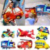 MOVINPE Transportation Birthday Decoration for Boys Happy Birthday Banner Cars School Bus Train Fire Truck Motorcycle Plane Foil Balloons Transport Vehicles Cake Topper Kids 2nd Birthday Decor