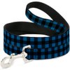 Dog Leash Buffalo Plaid Black Turquoise 4 Feet Long 1.0 Inch Wide