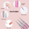 SAVILAND 6pcs Nail Art Liner Brushes Set: Nail Brush Gel Polish Painting Nail Art Design Brushes Pen with Crushed Diamond Rhinestone Handle for Pulling Lines,Sizes 7/9/11/13/17/23 mm