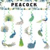 24 Pcs Peacock Hanging Decorations Peacock Hanging Swirls Ceiling Swirls Peacock Birthday Party Supplies for Peacock Party Decorations Zoo Bird Decorations