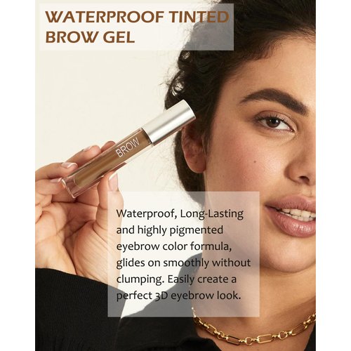Waterproof Tinted Brow Gel- Brunette Tinted Thickening Eyebrow Gel, Brow Fast Sculpt Volumizing Eyebrow Glue, Long-Lasting Transfer-Proof Eyebrow Mascara Makeup, with Brow Razor & Brush (0.106 Oz)-04#