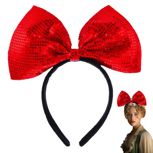 Sibba Bows Headband Halloween Christmas Party Hair Accessorys Sequins Ears Hairband Plastic Headpiece Wide Headwear Festival Headdress School Stage Performance Masquerade Costume Fascinator (8.29)