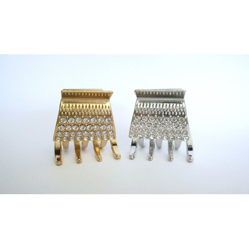 Generic Small/medium gold or silver metal and crystal hair claw clip jaw clip (Primary color: Gold), 1 Count (Pack of 1)