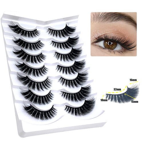 Lifernilash False Eyelashes 3D Faux Mink Lashes Natural Look Wispy Fake Eyelashes16-MM Cat Eye-lashes (A)