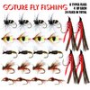 Goture Fly Fishing Flies Kit - Handmade Dry Wet Fly Fishing Lure with Waterproof Fly Box Includes Bee Bird Nymphs Streamer 16 & 24 Pieces - Ideal for Bass Trout Panfish