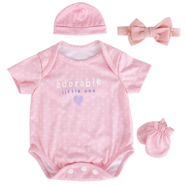 Aori Reborn Baby Dolls Clothes 17 inch Outfit 7 Pcs Pink Clothing Set for 17-20 Inch Realistic Newborn Dolls