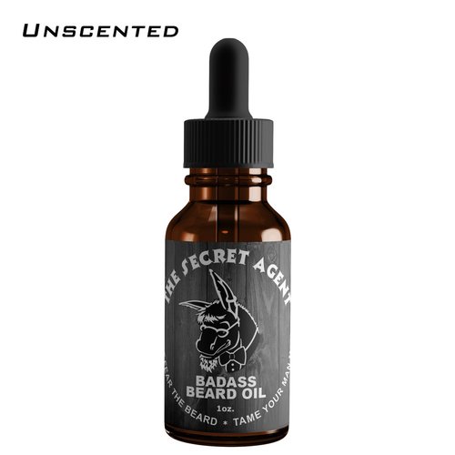 Badass Beard Care Beard Oil For Men - Secret Agent Scent, 1 Ounce - All Natural Ingredients, Keeps Beard and Mustache Full, Soft and Healthy, Reduce Itchy, Flaky Skin, Promote Healthy Growth