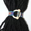 2 Pcs Toggle Hair Tie Dreadlock Accessories elastic ribbon Embedded Ponytail Holders Colorful Bohemian Style Loc Hair Accessories Long Dread Bands for Women Men (Cyan, Indigo)