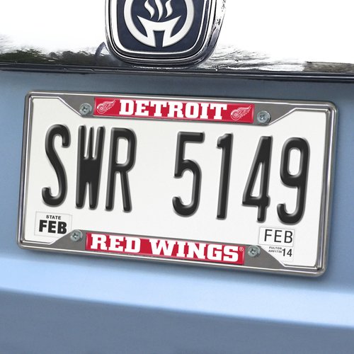 FANMATS 14793 Detroit Red Wings Chrome Metal License Plate Frame, Team Colors, 6.25in x 12.25in