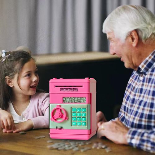 HKHDICL Piggy Bank Toys for Kids Girls Aged 6 7 8 9 10,ATM Cash Coin Electronic Money Bank Password Saving Box for Kids Girls Toys Age 6-10,Birthday Toys for 8-10 Age Girls Kids (Pink)