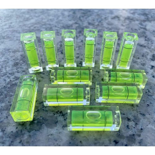8Pcs Small Bubble Spirit Level Mini Square Levels Measuring Tools for Balancing Frame, Mural, Picture Hanging, Turntable, Tripod, Camera, Phonograph, 10x10x29mm, 32x7mm (Set A)