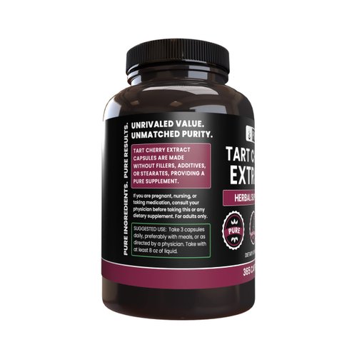 PURE ORIGINAL INGREDIENTS Tart Cherry Extract (365 Capsules) No Magnesium Or Rice Fillers, Always Pure, Lab Verified