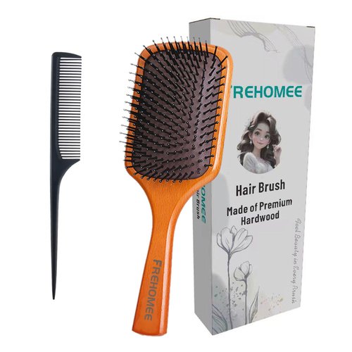 2024 FREHOMEE Hair Brush set with Rat Tail comb- Premium Hardwood Hairbrush,Boar Bristle Hairbrush for Men and Women,Men&Kids,Boys & Girls,Detangling Brush for Long,Curly or Any Type of Hair