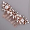 BERYUAN Pearl Comb for Bride Women Crystal Hair Comb Rose GOLD