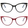 LJCZKA Blue Light Blocking Glasses Women Anti Eye satrain Computer Cat eye Eyeglasses Cateye Clear Frame (Black+Red)