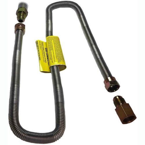 Midwest Hearth Whistle Free Gas Flex Line for Fire Pit and Fireplace - Stainless Steel (36" Long)