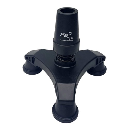 FlexTIP (TLC 5") Cool Walking Cane Tripod Foot – Free-Standing - Anti-Shock, Bending, All-Terrain Stability & Traction – Universal Attachment for 3/4” OD Walking Stick, Solid or Aluminum