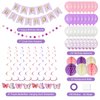 YEOCU Birthday Decorations, Happy Birthday Banner with Birthday Balloons, Honeycomb Balls, Hanging Swirls, Circle Dots Garland, Happy Birthday Party Decorations for Women Men Boys Girls (Purple)